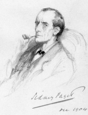 Sherlock Holmes, Kohlezeichnung von Sidney Paget (1904)