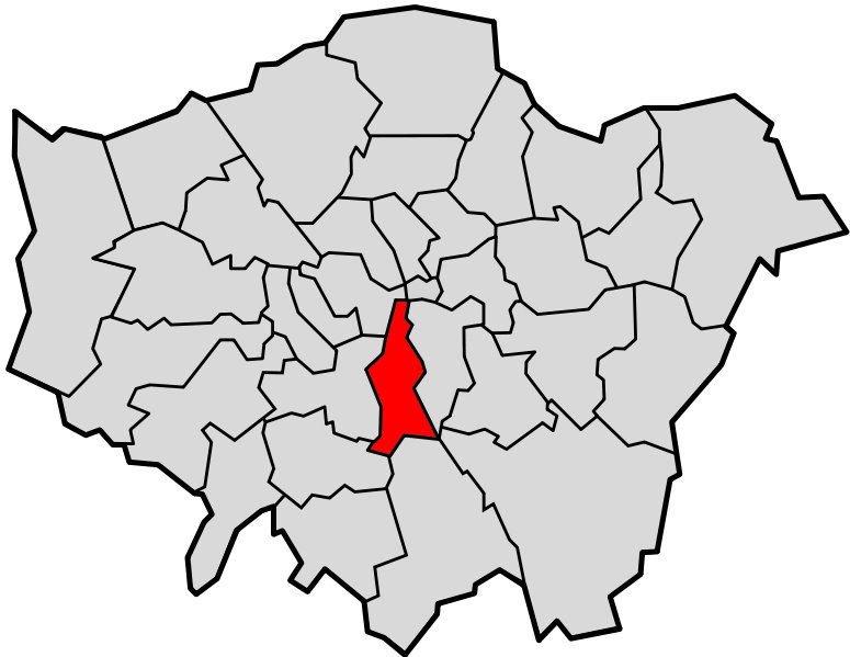 Geografische Lage des London Borough of Lambeth