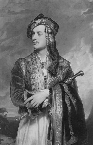 George Noel Gordon Byron, 6. Baron Byron, in albanischer Tracht