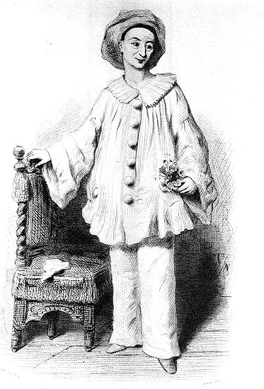Paul Legrand as Pierrot. Lithographie in Charles Geoffroy's Nouvelle 'Galerie des artistes dramatiques vivants'